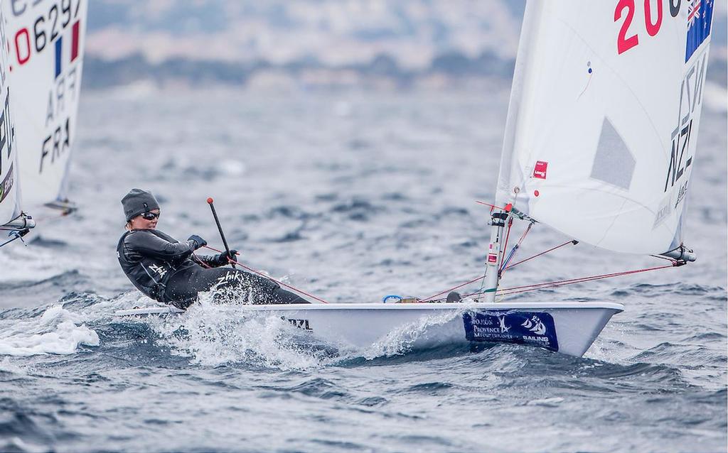 Her last hurrah? Sara Winther (NZL) final day of fleet racing - Sailing World Cup Hyeres ©  Jesus Renedo / Sailing Energy http://www.sailingenergy.com/